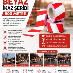 KIRMIZI BEYAZ İKAZ ŞERİDİ 500 MT