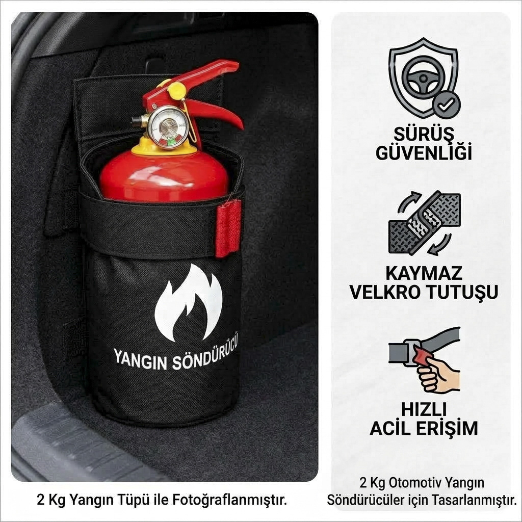 Araç İçi Yangın Tüpü Sabitleyici Cırtlı Kılıf (1-2 kg lar için)